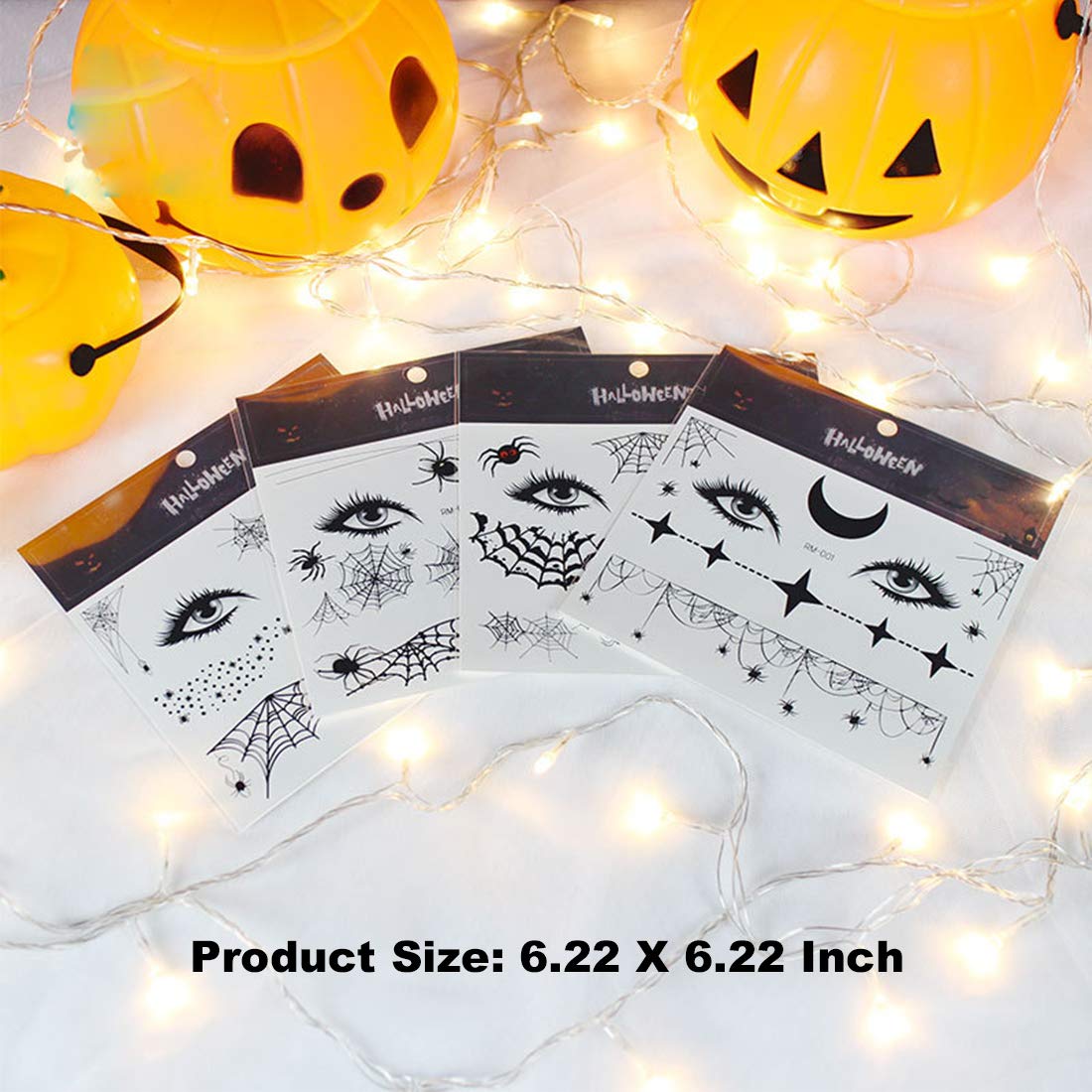 Spider Bat Horror Fake Temporary Tattoos for Halloween - Scary Face Tattoo Stickers for Women, Men & Kids | Halloween Party Supplies & Costume Accessories | Perfect for Costume Parties, Trick or Treat & Halloween Events