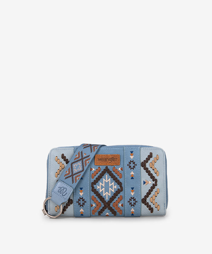 Wrangler Aztec Embroidered Whipstitch Wristlet - Stylish Leather Bracelet for Women - Perfect for Western Fashion, Boho Outfits & Festival Wear