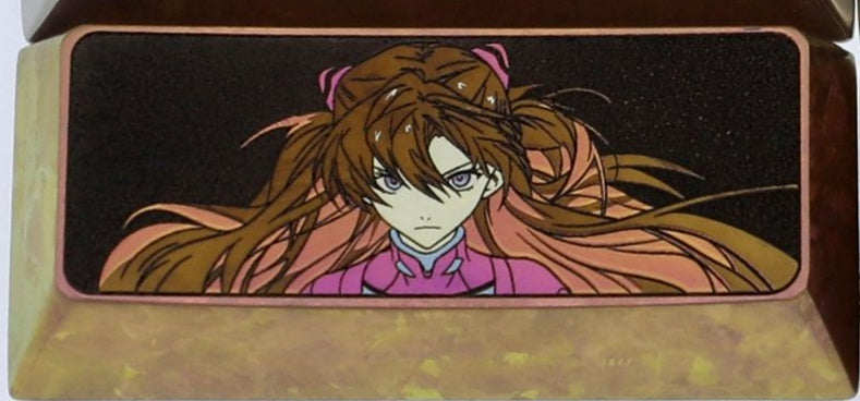 Custom EVA & Asuka Themed 2.25U/2U Titanium Alloy Keycaps - Laser Engraved Metal Artisan Keycaps for Mechanical Keyboards (Gaming, Typing, Custom Builds)