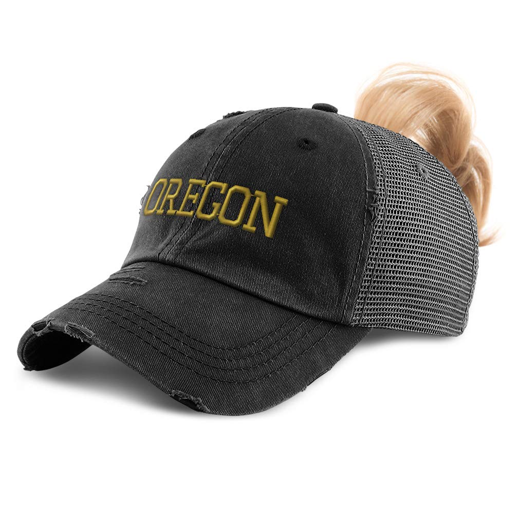 Custom Women's Ponytail Cap - Oregon State USA Embroidery Cotton Baseball Hat for Running, Hiking & Outdoor Activities