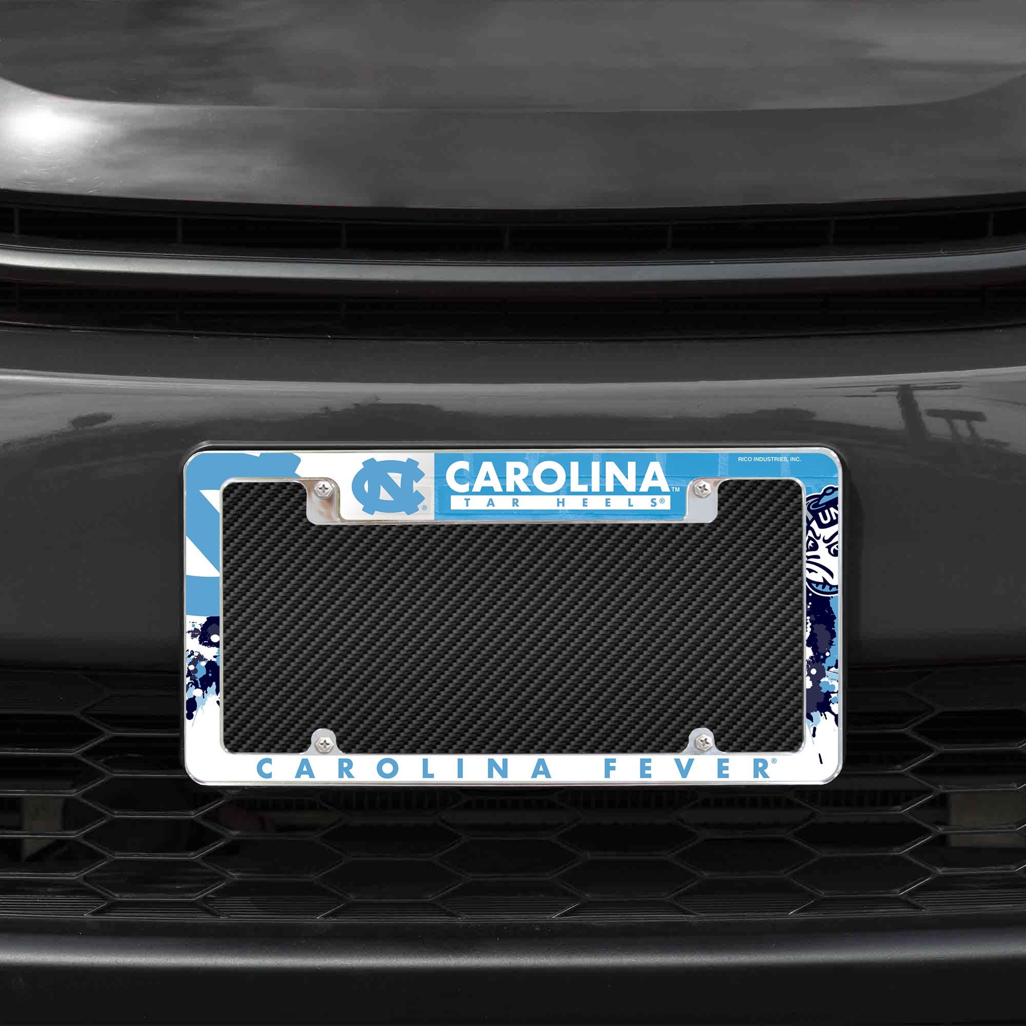 North Carolina Tar Heels Chrome Metal License Plate Frames (Set of 2) - Bold Full Frame Design for Cars & Trucks - Perfect for UNC Fans & Alumni Gifts