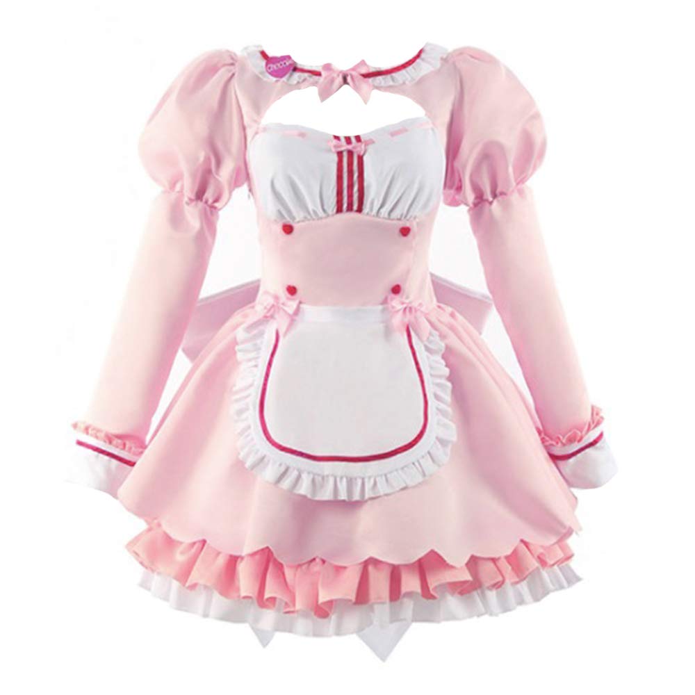 Gegexli Anime Nekopara Chocola Pink Cosplay Costume Dress - Official Style Uniform for Halloween, Anime Conventions & Cosplay Events