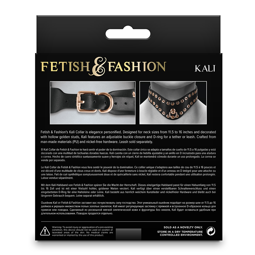 Kali Curved Grommeted Faux Leather Posture Collar - BDSM Fetish Fashion Accessory for Role Play, Gothic Style & BDSM Lovers - Perfect for Cosplay, Fetish Parties & Fashion Statements