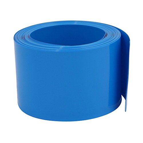 **uxcell 45mm Flat Width 5M Long PVC Heat Shrink Tubing - Blue for Capacitive Battery Insulation, Wire Protection & DIY Projects**