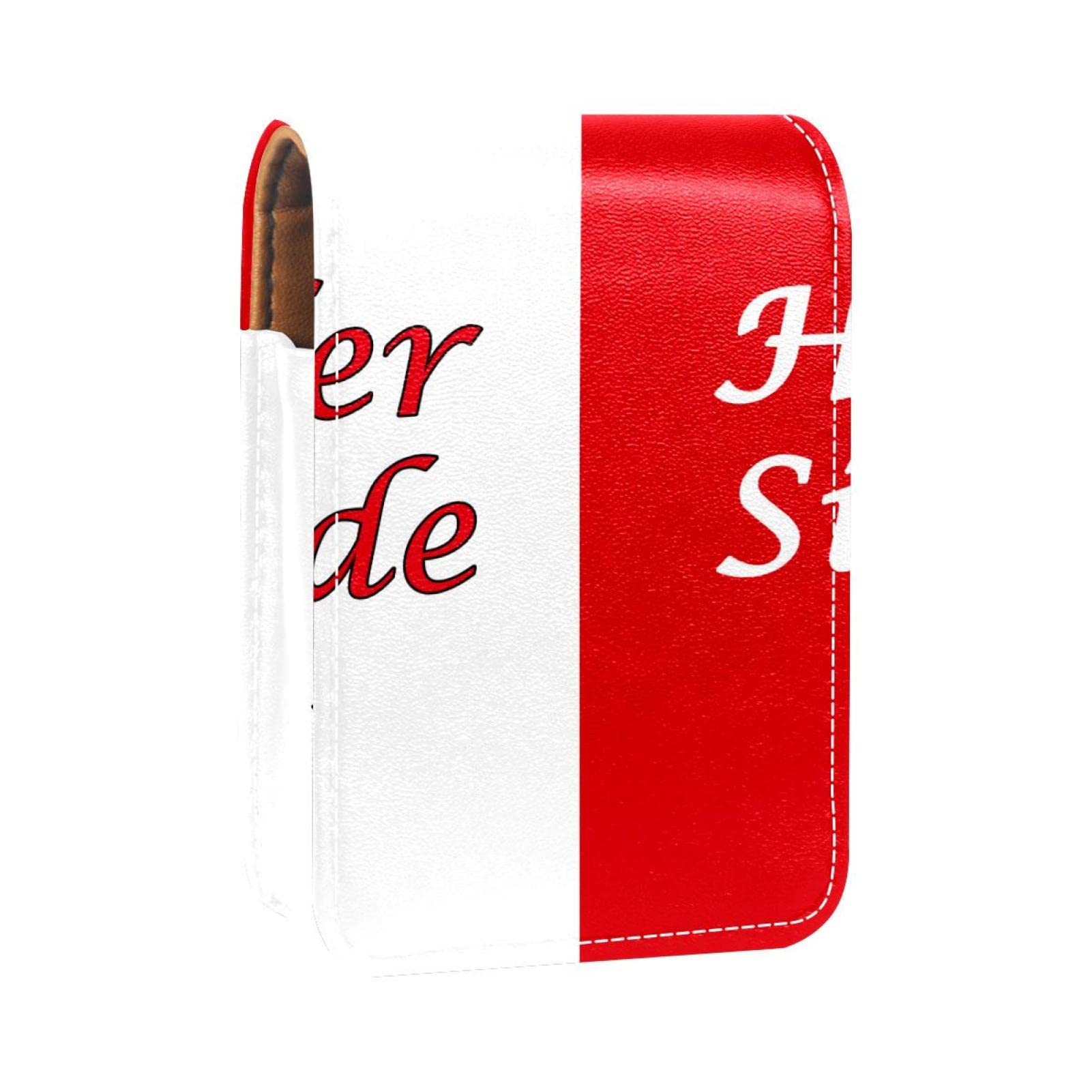 Personalized Lipstick Case - Portable Makeup Bag & Cosmetic Pouch Organizer for Women and Men (His & Hers) - White & Red - Perfect for Travel, Home Storage & Gift Giving