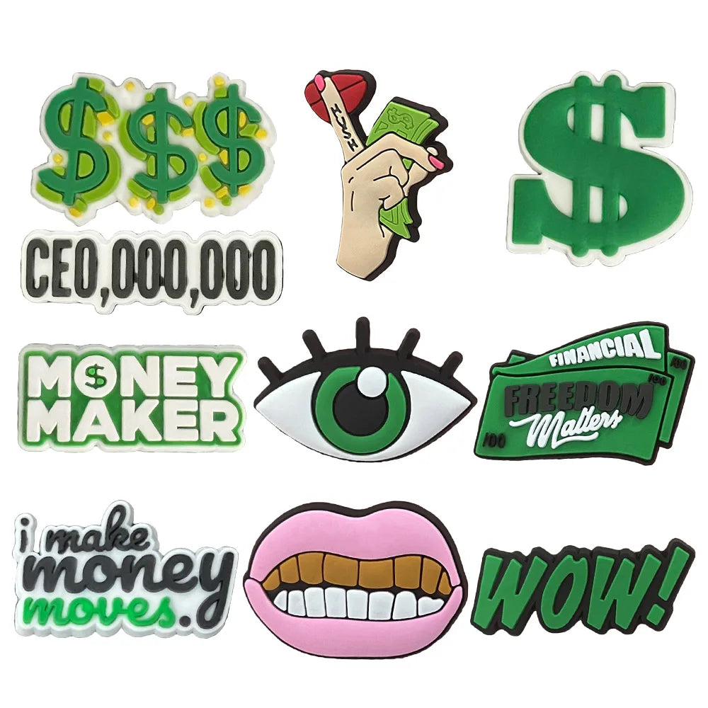 1PCS Cartoon Dollar Money DIY Slipper Accessories - PVC Shoe Charms for Kids & Adults - Fun Birthday Party Gifts & Shoe Decorations (Great for DIY Crafts, Costume Parties, and Unique Gift Ideas)