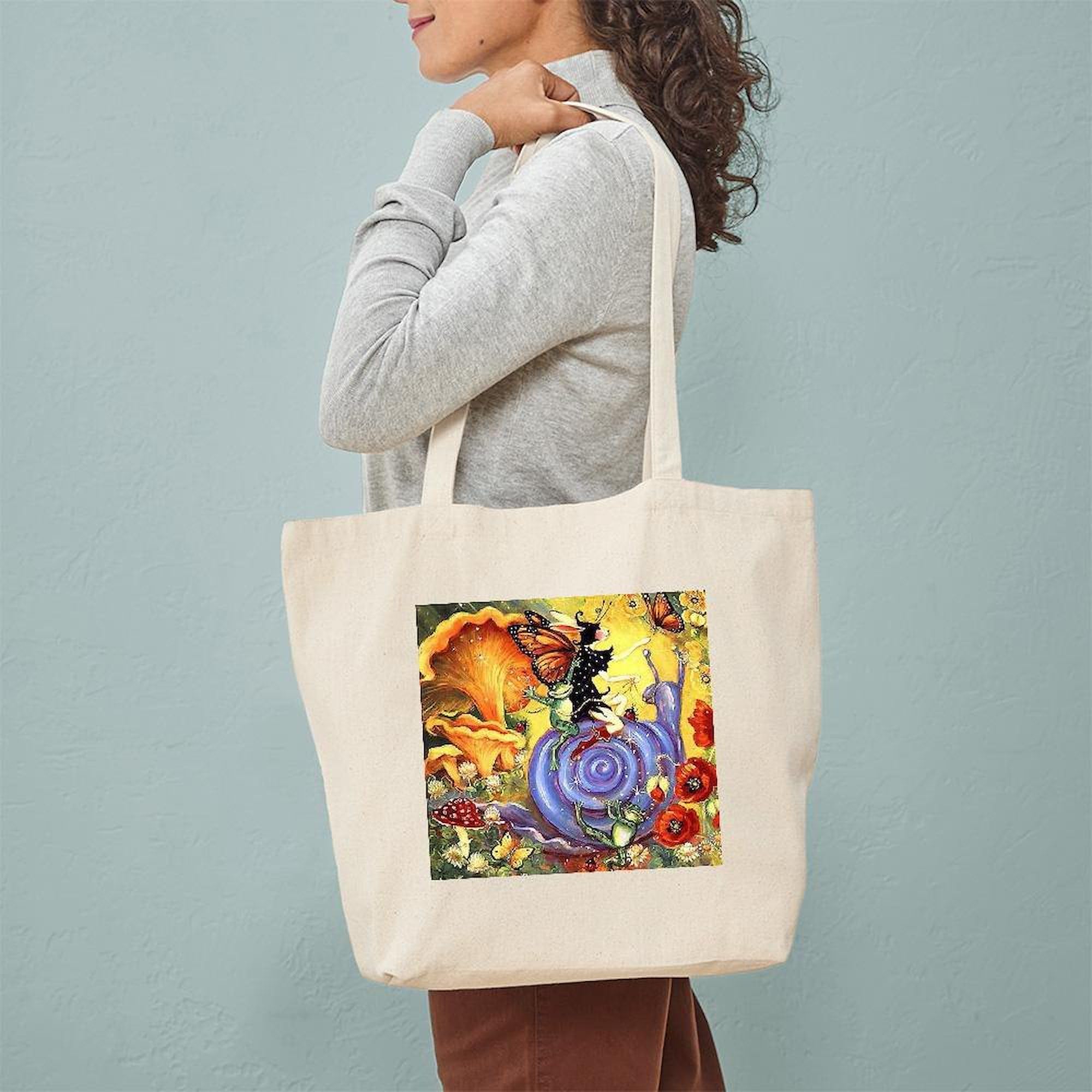 Butterfly Fairy Tote Bag - Natural Canvas Reusable Shopping Bag for Women, Eco-Friendly Grocery Tote - Perfect for Beach, Market & Daily Use