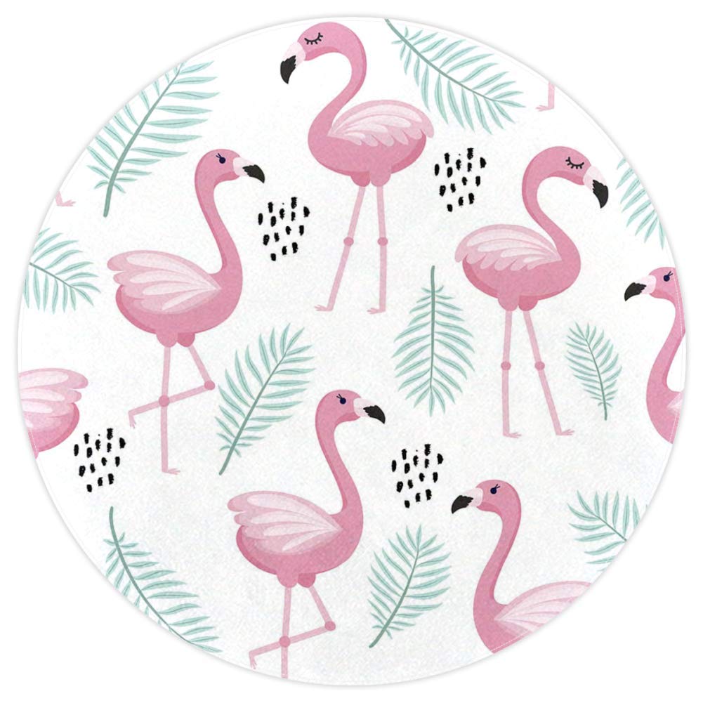 Premium Dragon Sword Area Rugs with Flamingo & Tropical Leaves Design - Soft Shaggy Round Floor Carpet for Living Room, Bedroom, Nursery - Perfect for Home Decor, Kids Play Area & Cozy Reading Nook
