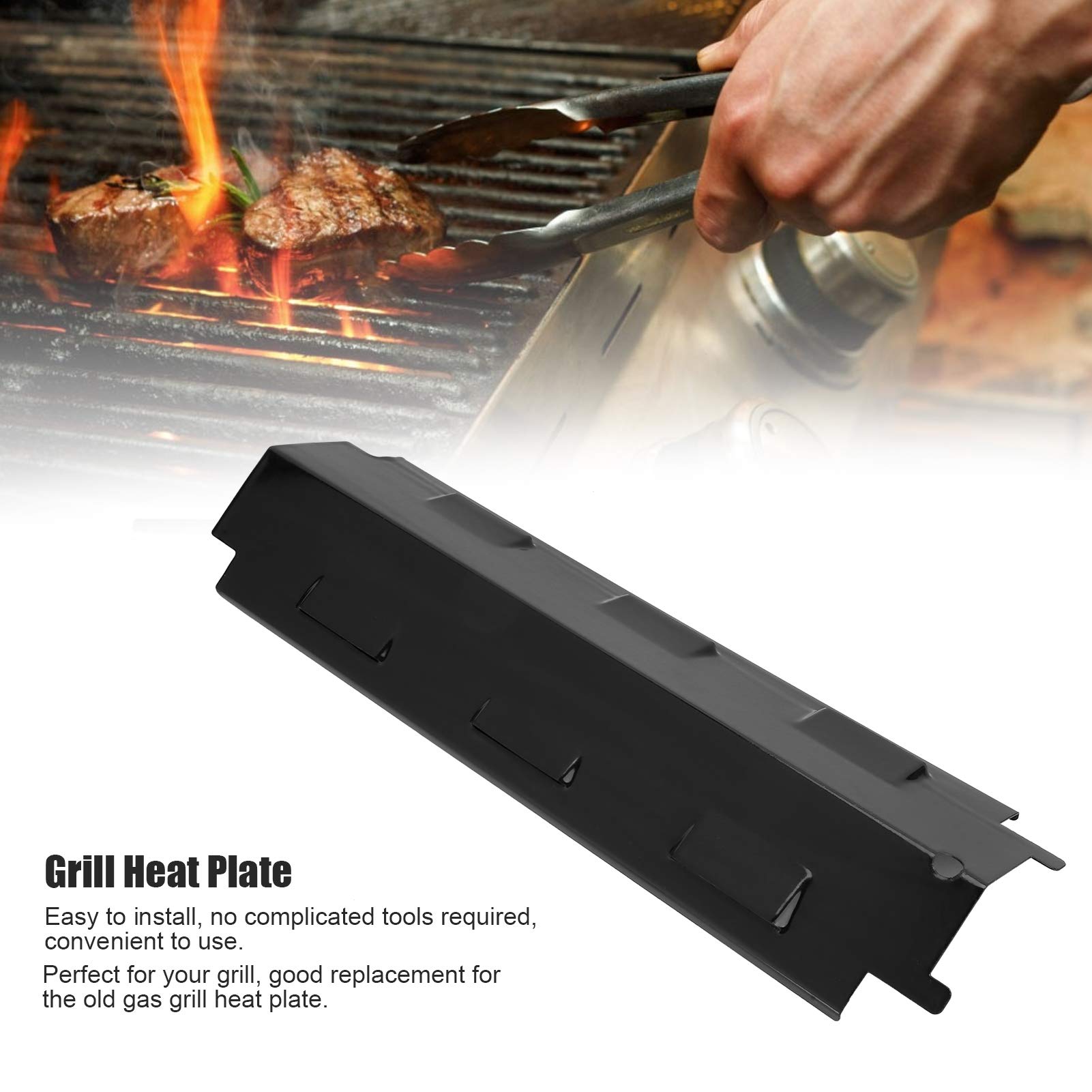 2Pcs Stainless Steel Gas Grill Heat Shield & Flame Tamer - Replacement Heat Plates for Char-Broil, Weber, Nexgrill - BBQ Grill Repair Kit for Burner Protection (Perfect for Backyard Cookouts & Camping Trips)