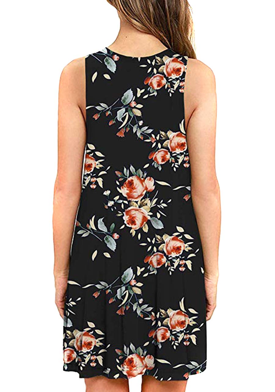 OMZIN Women's Sleeveless Swing Dress - Flared Tank Mini Dress with Pockets for Summer | Casual Outfit, Beach Wear & Vacation Dress