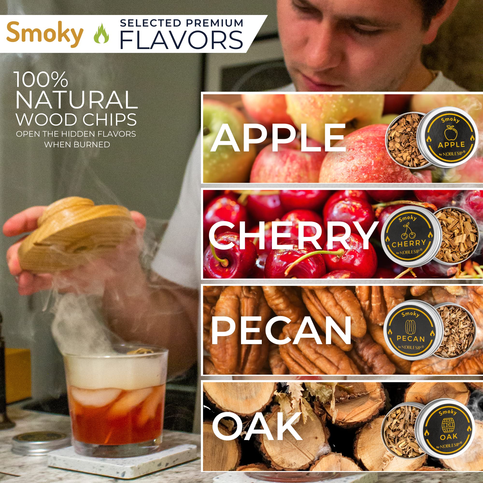 Premium Cocktail Smoker Kit - All-in-One Smoking Box for Whiskey, Bourbon, Scotch & Cocktails | NOBLESIP Smoky Gift Set with Designer Case | Perfect Valentine's Day Gift for Men & Whisky Lovers | Ideal for Home Bars, Parties & Romantic Evenings