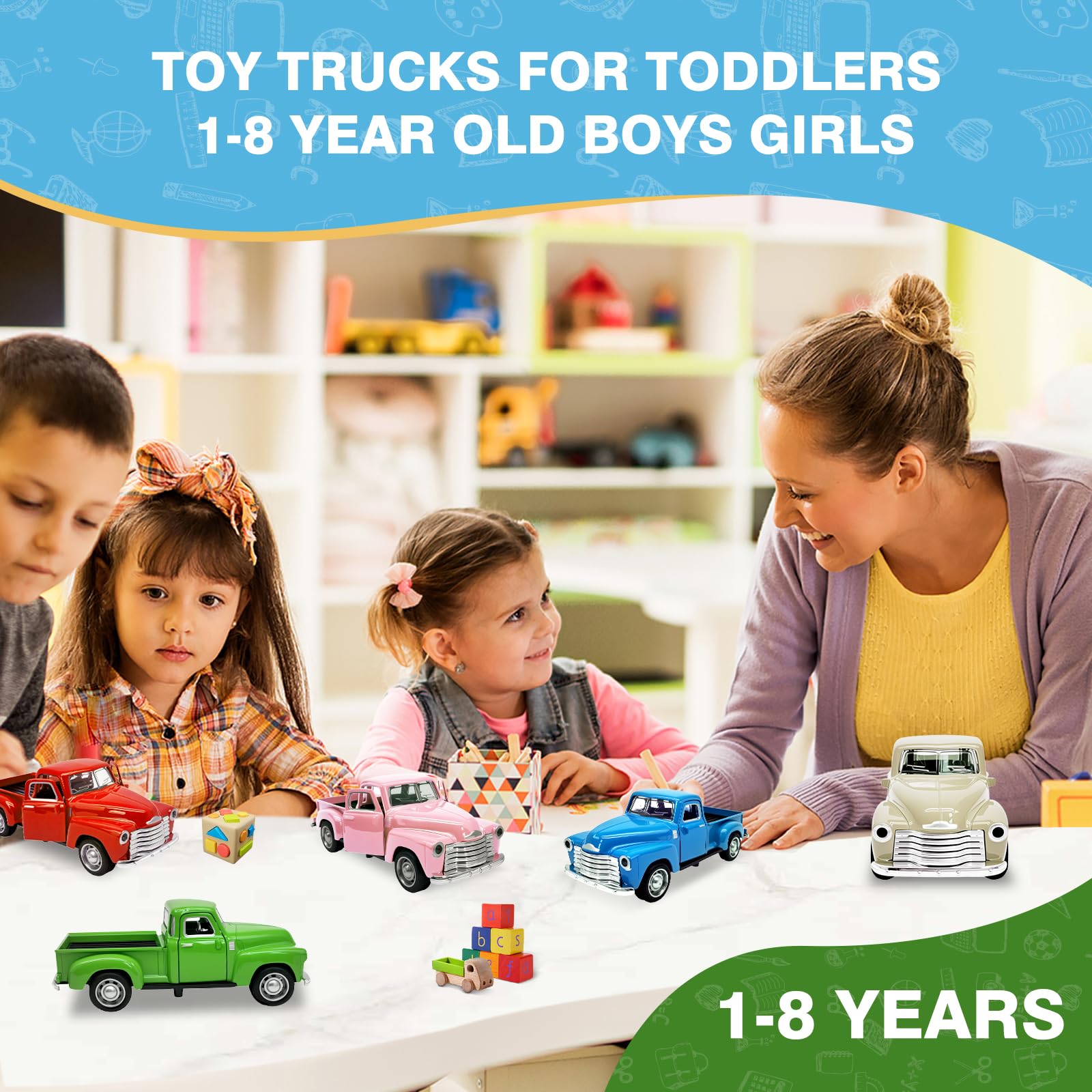 Little Blue Truck Toy - 1:32 Alloy Driveable Kids Car with Opening Doors - Best Gift for Boys & Girls Ages 2-8 - Perfect for Easter, Christmas & Birthday Presents - Great for Pretend Play, Storytelling & Early Learning Activities