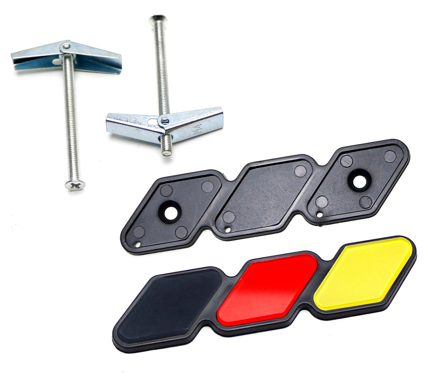 German Flag Lower/Hood Grille Badge Emblem with EZ Anchor Bolt - Compatible with Audi, BMW, Mercedes-Benz, Volkswagen - Perfect for Car Enthusiasts & German Car Modifications
