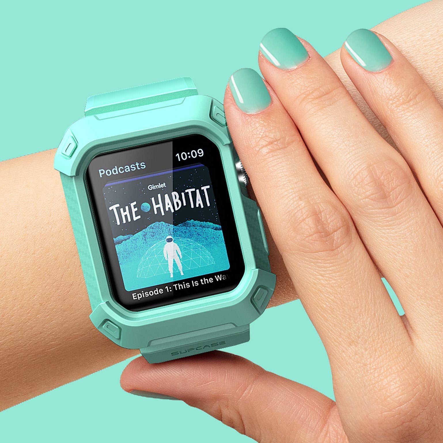 Apple Watch UB Pro Wristband Case (44mm/45mm) - Mint Green Protective Cover for Apple Watch Series 7/8/SE - Durable & Stylish Band for Workout, Running & Everyday Use