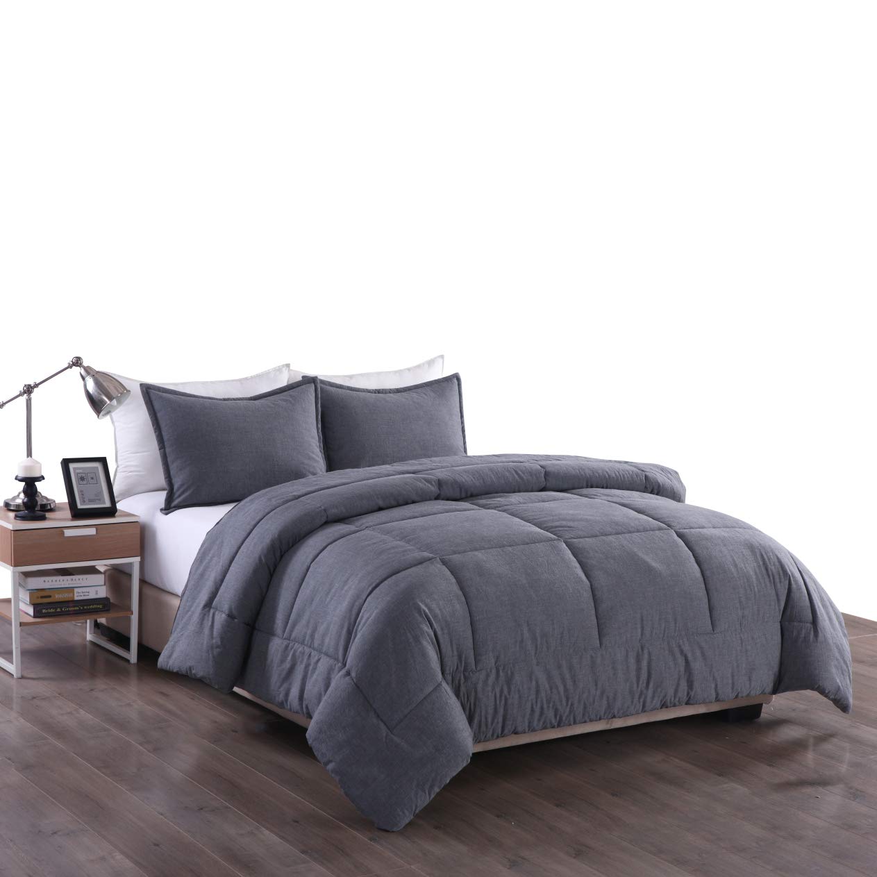 Premium Washed Cotton Comforter Set King Size - Soft Grey Bedding for Ultimate Comfort | Perfect for Master Bedrooms, Guest Rooms & Cozy Nights