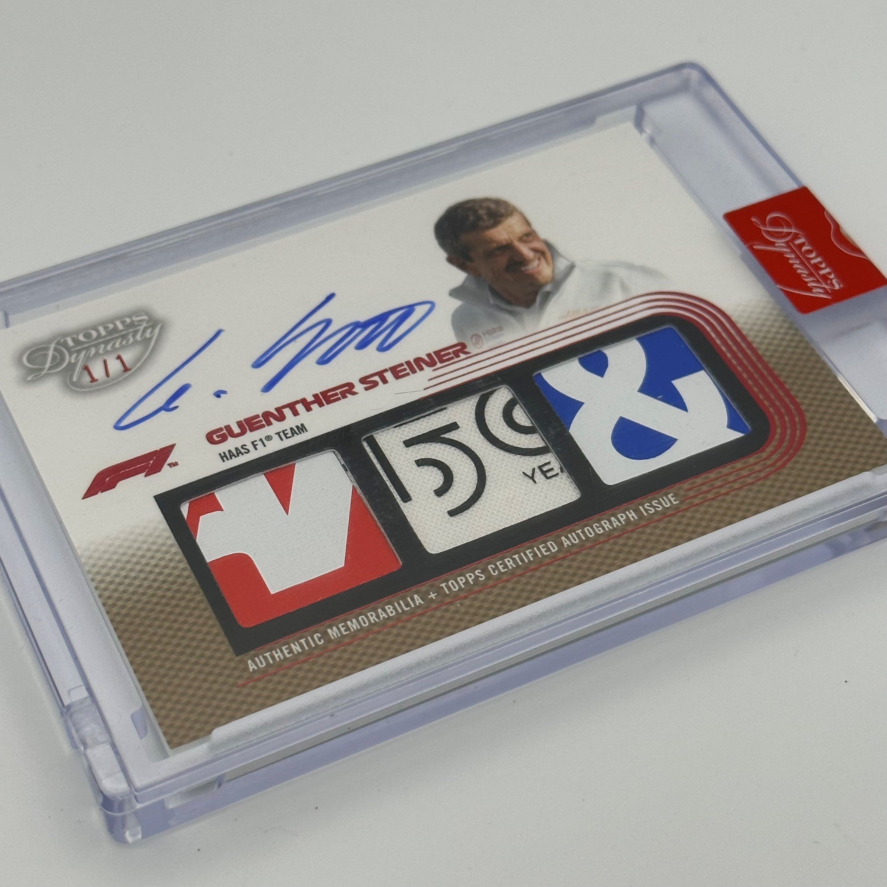 1/1 Gold Guenther Steiner 2022 Topps Dynasty Triple Patch Autograph Card - Rare Collectible for F1 Memorabilia Fans & Sports Card Investors