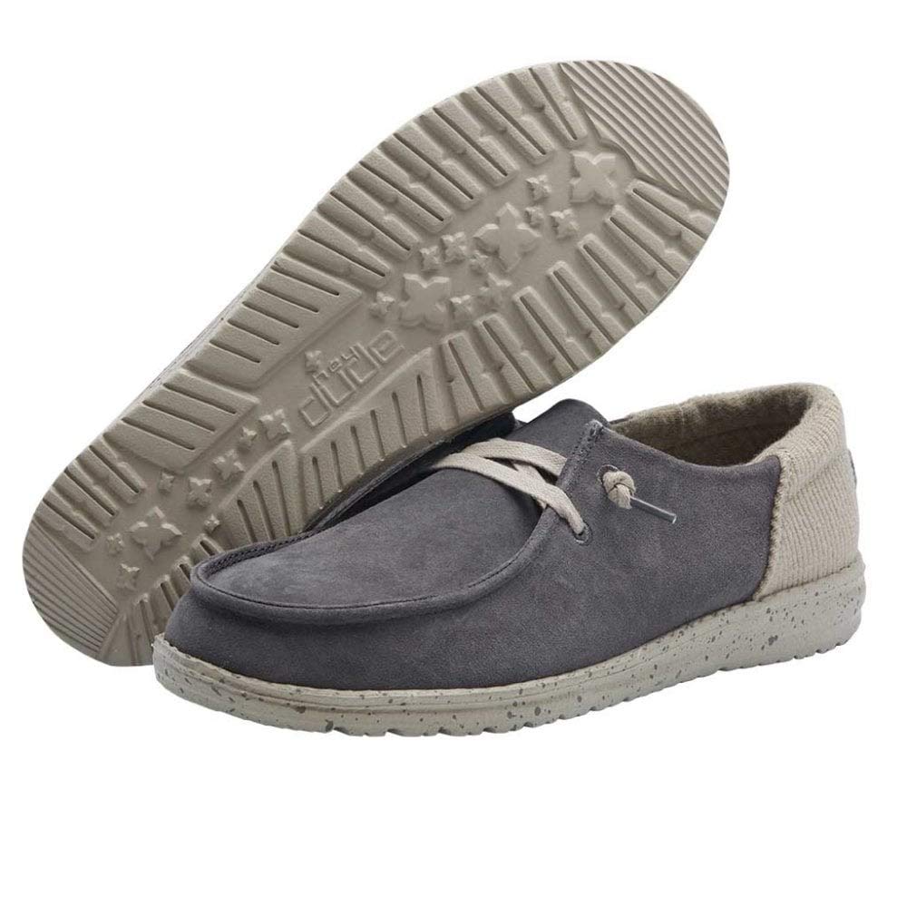 Hey Dude Women's Wendy Suede Dark Grey Slip-On Loafers - Size 5 | Comfortable Lightweight Casual Shoes for Women | Perfect for Walking, Travel & Everyday Wear