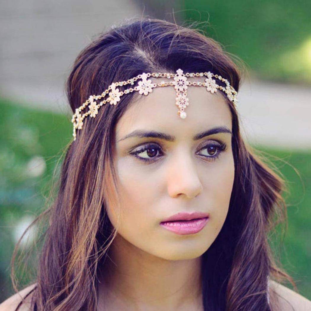 Elegant Floral Pearl Crystal Wedding Headbands for Women – Bridal Hair Accessories, Festival Costume Jewelry & Boho Headpiece | Perfect for Weddings, Parties, and Special Occasions