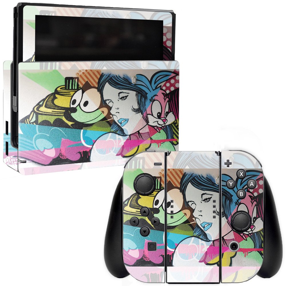 MightySkins Nintendo Switch Vinyl Decal Wrap Cover - Bunny Blues | Protective & Durable Skin | Easy to Apply & Remove | Made in USA | Perfect for Gaming, Travel & Customization