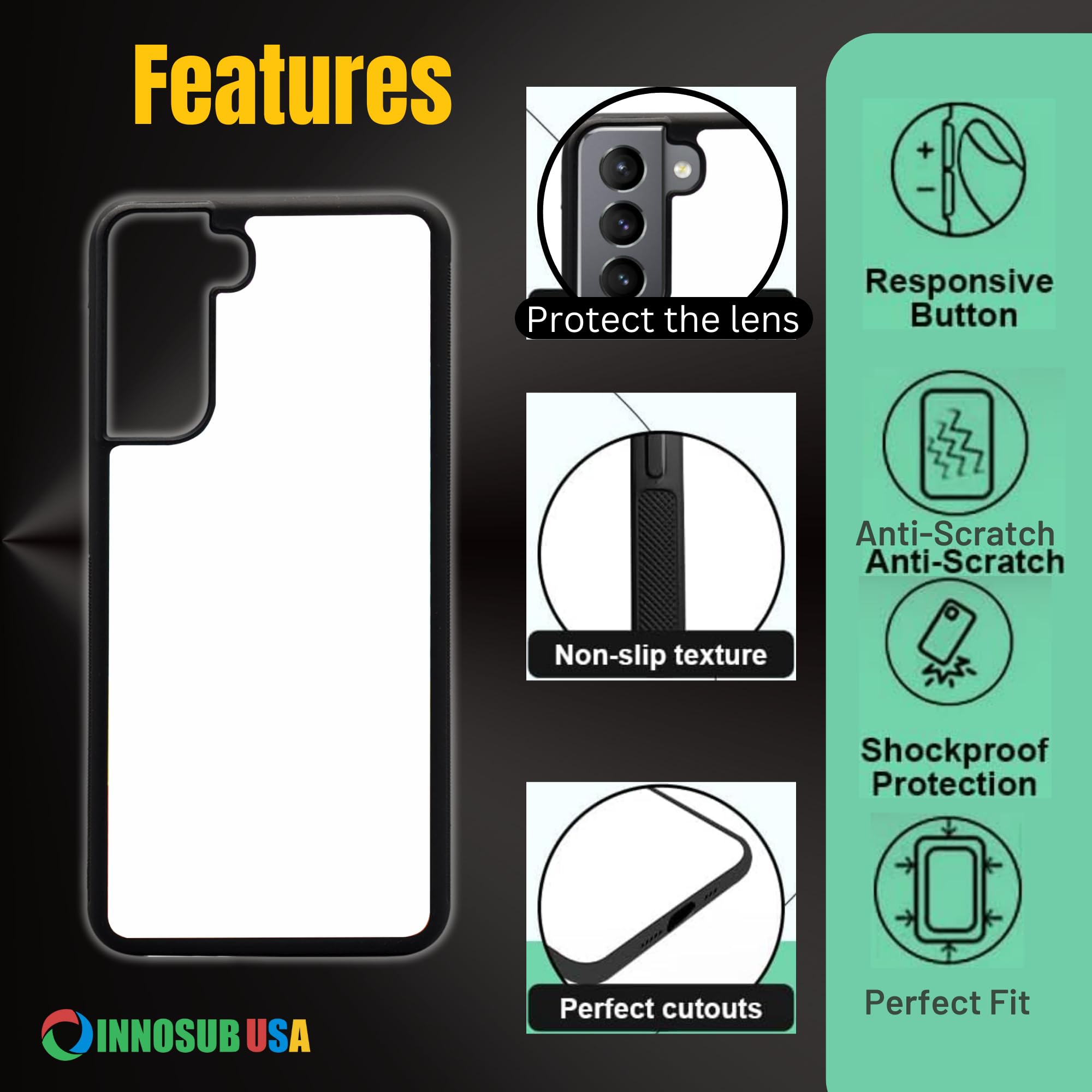 5 Pack Sublimation Phone Cases for Galaxy S22 Plus - White Rubber Blank Dye Cases with Aluminum Inserts for Dye Sublimation Printing | DIY Custom Phone Covers for Personalized Gifts, Promotions & Business Branding