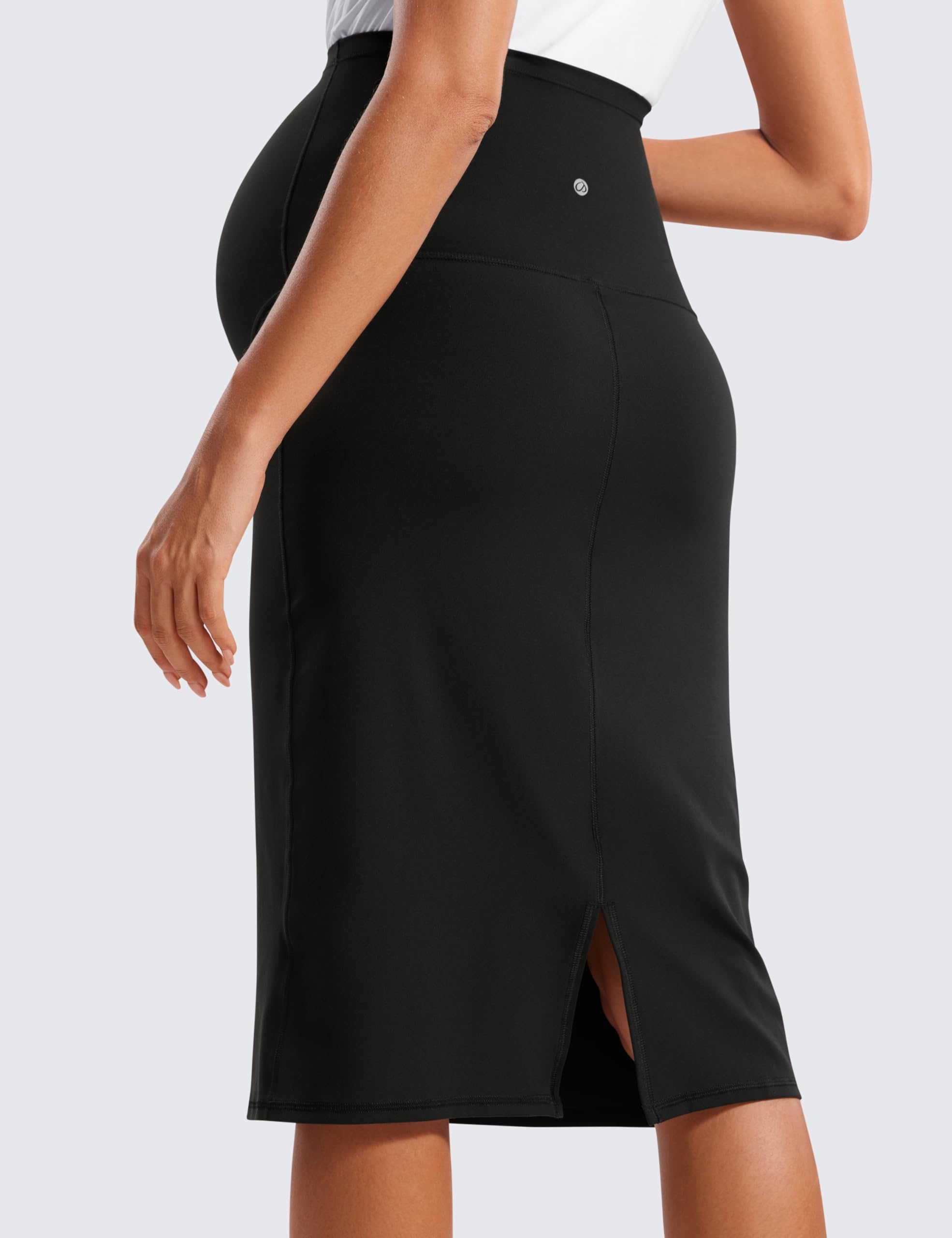 CRZ YOGA Women's Butterluxe High Waist Maternity Skirt - Stretchy Over The Belly Pregnancy Mid-Length Split Skirt for Yoga, Golf, Work & Casual Wear | Perfect for Moms-to-Be, Office & Outdoor Activities