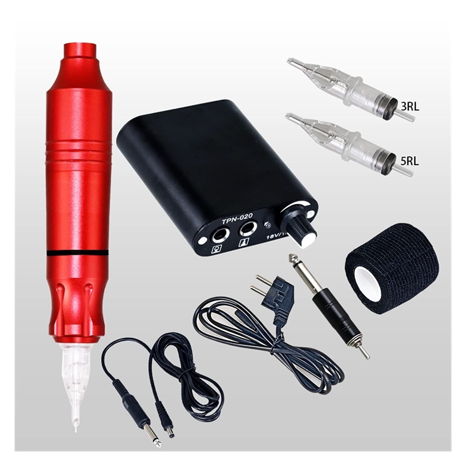 Professional Tattoo Kit with Rotary Pen Machine & Power Pedal - Complete Permanent Makeup & Body Art Supplies Set (Color: TK007K) - Ideal for Tattoo Artists, Beginners & Professional Studios