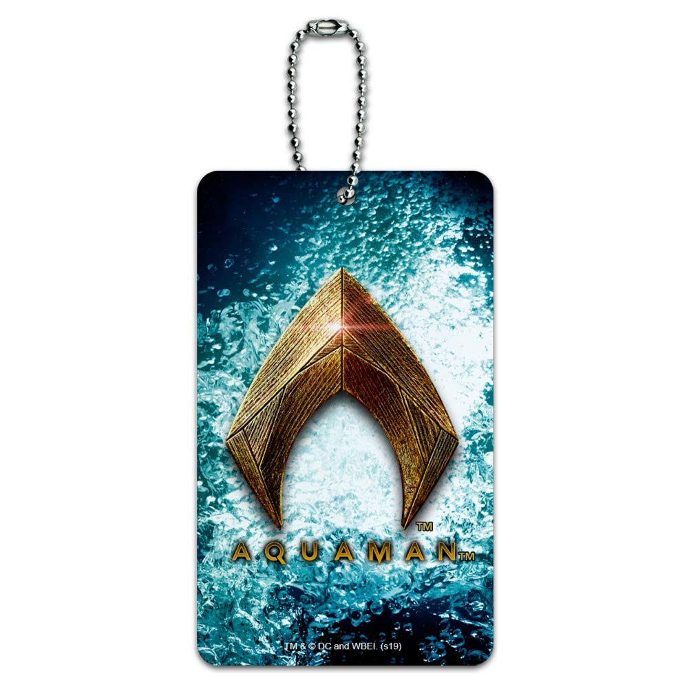Justice League Aquaman Logo Luggage Tag - Waterproof Suitcase ID Card Holder for Travel, Carry-On Bags & Backpacks - Perfect for Superhero Fans & Comic Conventions