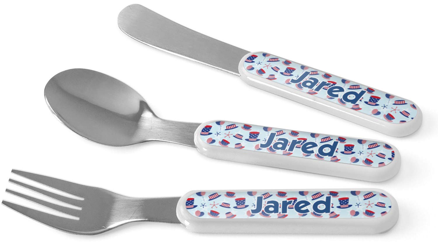Personalized Patriotic Kids Flatware Set - American Flag Themed Stainless Steel Forks & Spoons for 4th of July, Memorial Day & Independence Day Celebrations - Perfect for Birthday Parties, BBQs & Family Gatherings