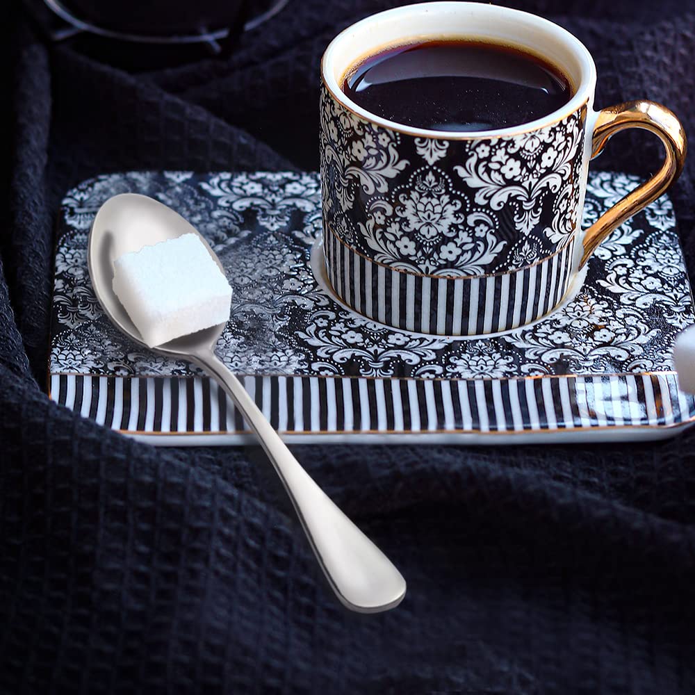 Snamonkia 24-Piece Stainless Steel Appetizer Forks & Demitasse Spoons Set - 5.4 Inch Small Dessert Forks, Cocktail Spoons for Salad, Coffee, Espresso - Perfect for Dinner Parties, Catering & Home Entertaining