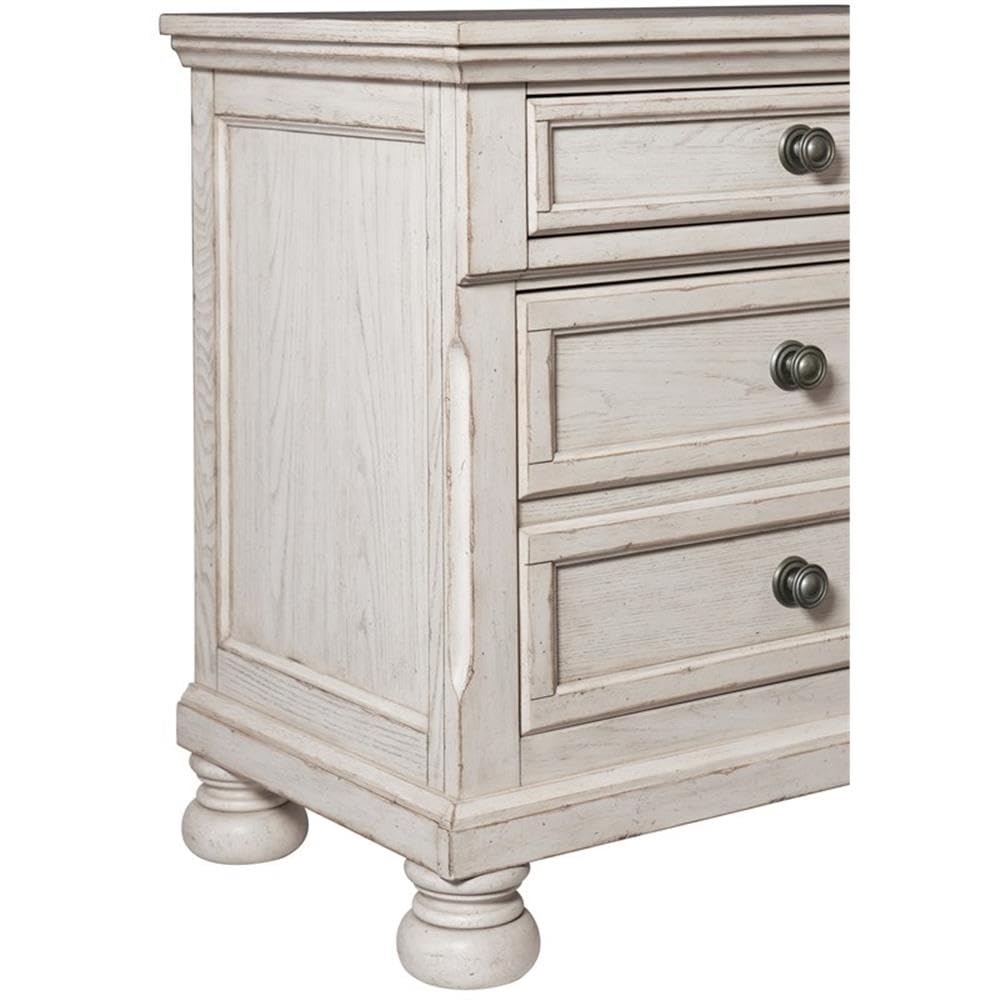 Homelegance 2-Drawer Nightstand with Solid Wood Construction - Antique White Finish for Bedroom Furniture - Perfect for Bedside Storage & Home Decor