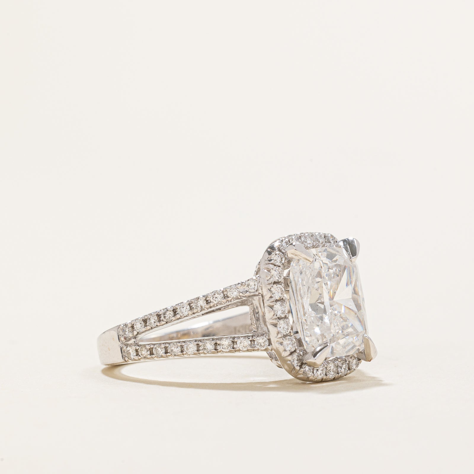 3.00ct Radiant Cut Diamond Engagement Ring - SI2 Clarity, E Color, Very Good Cut with 0.40ctw Side Stones | Size 5.75 | Perfect for Proposals, Anniversaries & Special Occasions