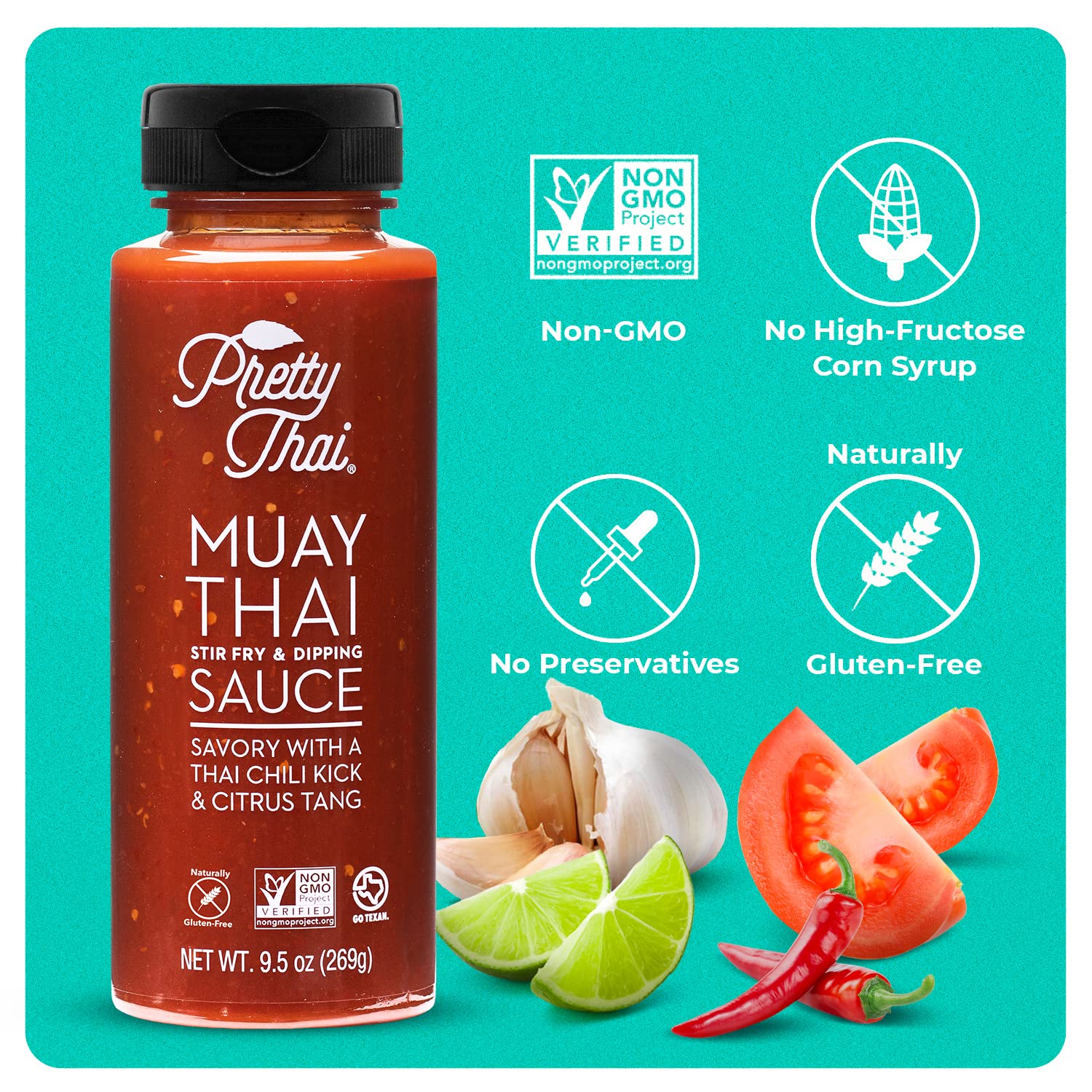 Authentic Thai Muay Thai Sauce - Gluten Free, Non-GMO Certified - 100% Natural Chili Hot Sauce for Stir Fry, Ramen, Dipping & Rice Seasoning - Perfect for Asian Cuisine, Meal Prep & Spicy Food Lovers