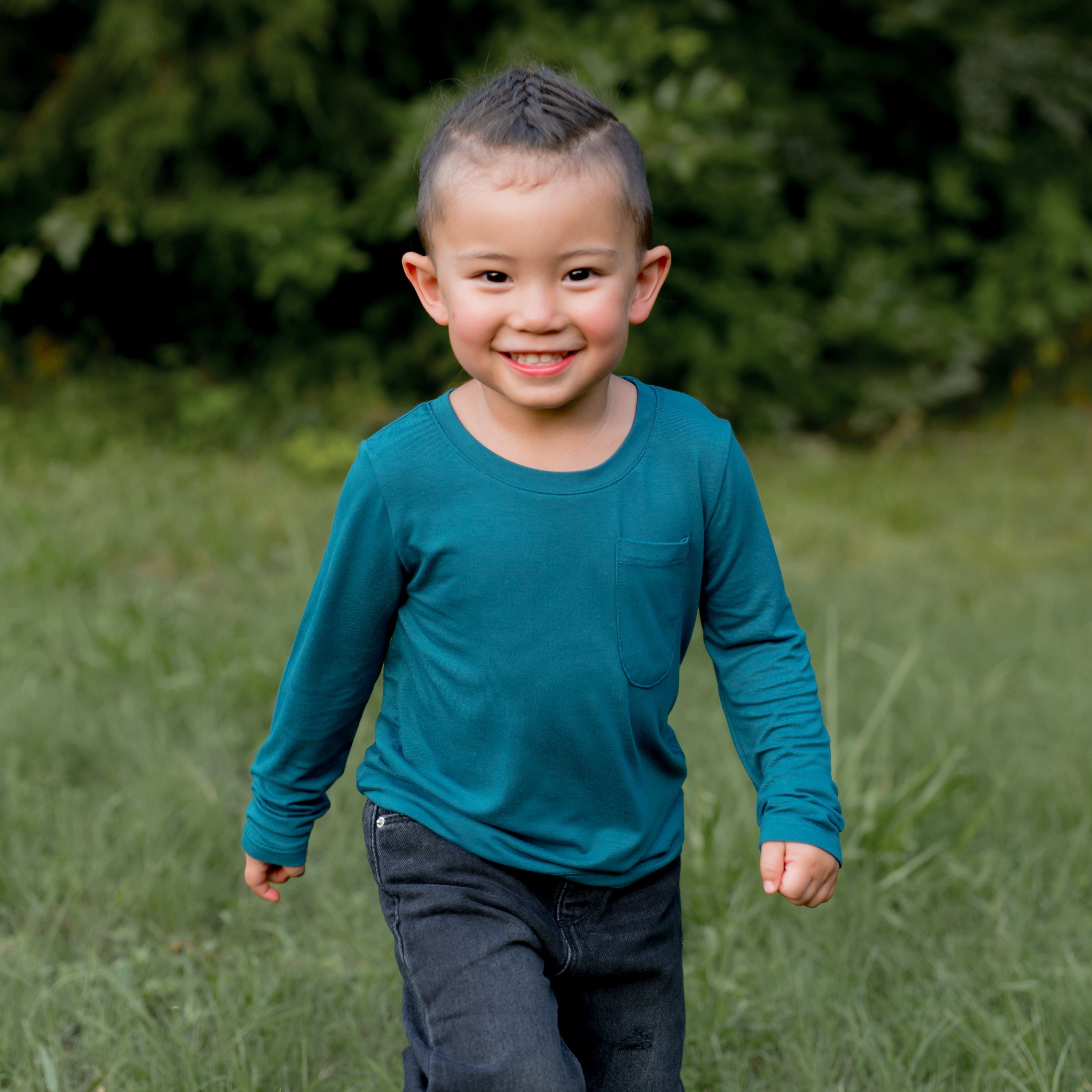 Long Sleeve Toddler Crew Neck Tee in Loch - Soft Cotton Baby Shirt for Boys & Girls - Perfect for Playdates, Daycare & Family Outings