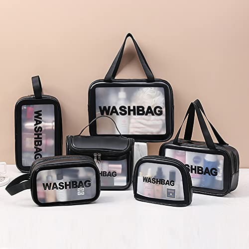 HICOPOWER Matte Translucent Travel Toiletry Bag for Women & Men - Waterproof Cosmetic Organizer with Handy Handle, Large Black Makeup Bag for Toiletries & Accessories | Perfect for Commuting, Gym, Business Trips & Vacation Travel