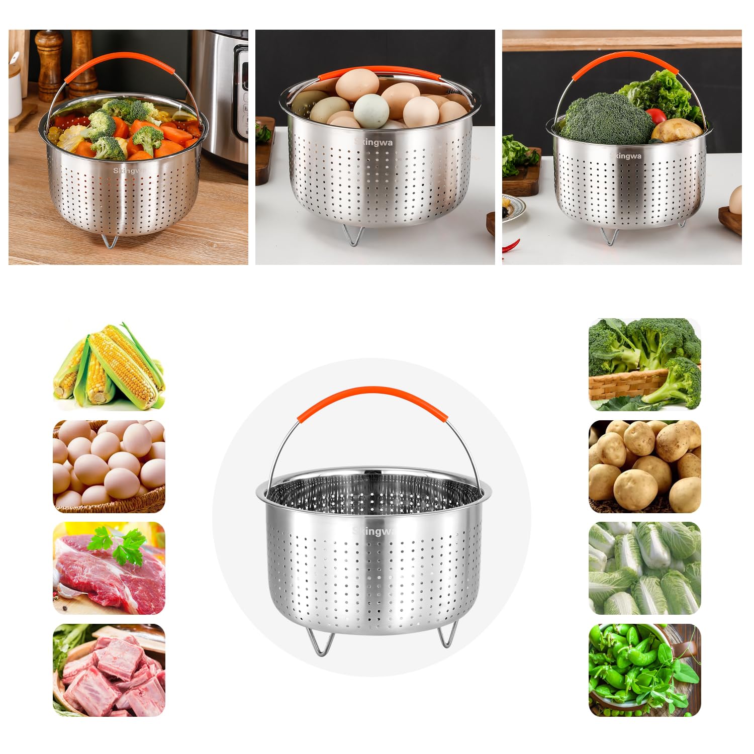 Stainless Steel Steamer Basket for Instant Pot 6qt - Vegetable Steamer Insert for Cooking Healthy Meals | Perfect for Steaming Veggies, Dumplings & Seafood