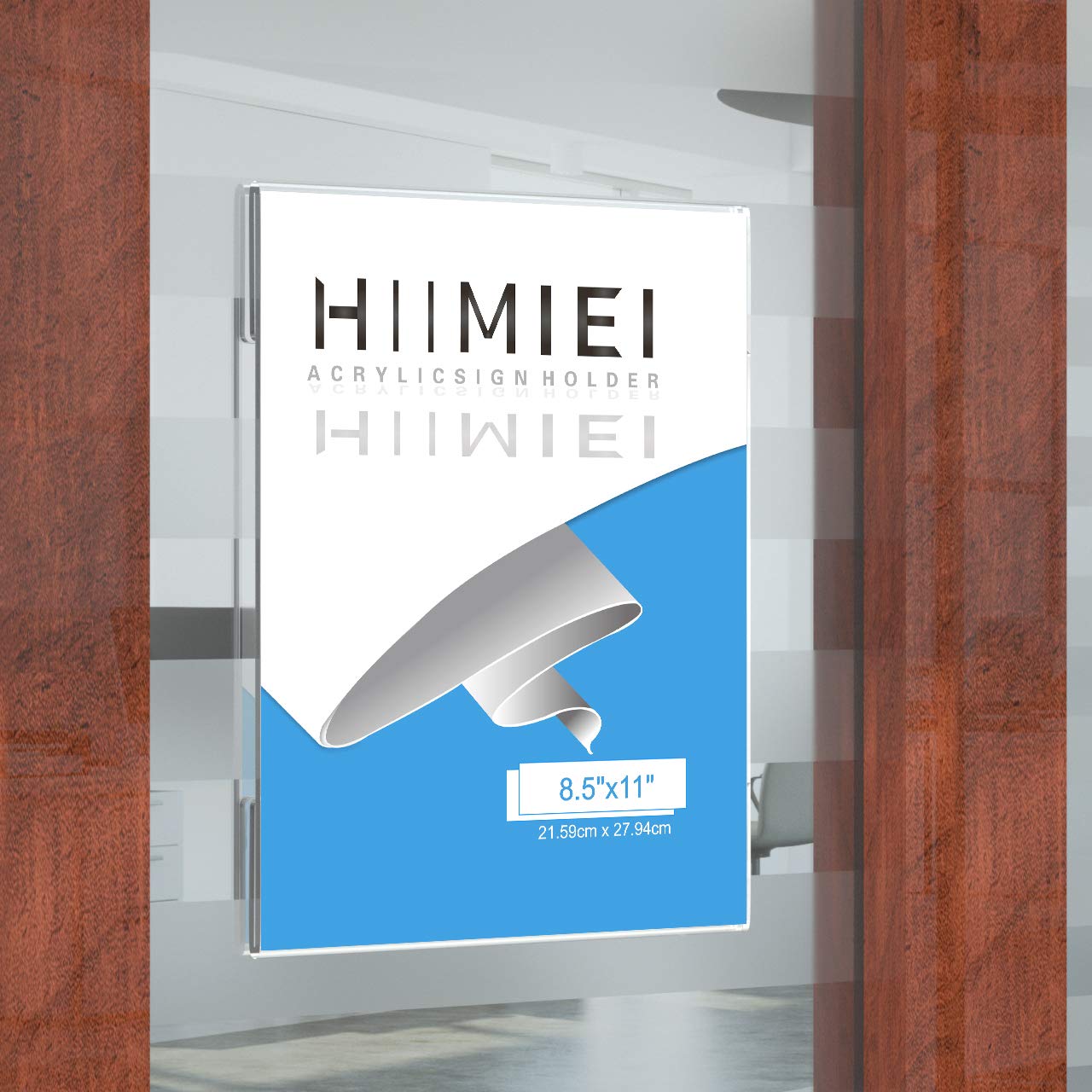 HIIMIEI 8.5x11 Acrylic Wall Sign Holder with 3M Tape (6 Pack + 30 Pack) - Clear Plastic Document Frames for Office, Retail, Restaurants & Home Decor