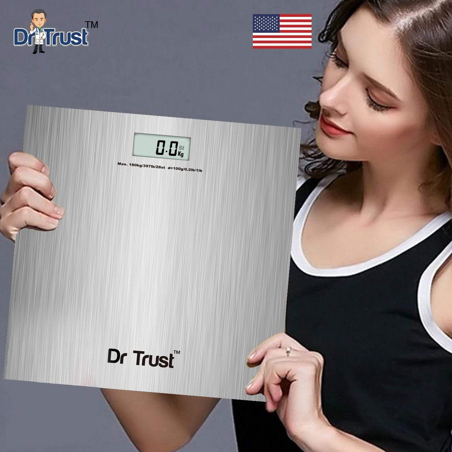 Dr Trust USA Platinum Digital Bathroom Scale - Accurate Weight Measurement for Home, Gym & Health Tracking - Non-Rechargeable Battery Operated
