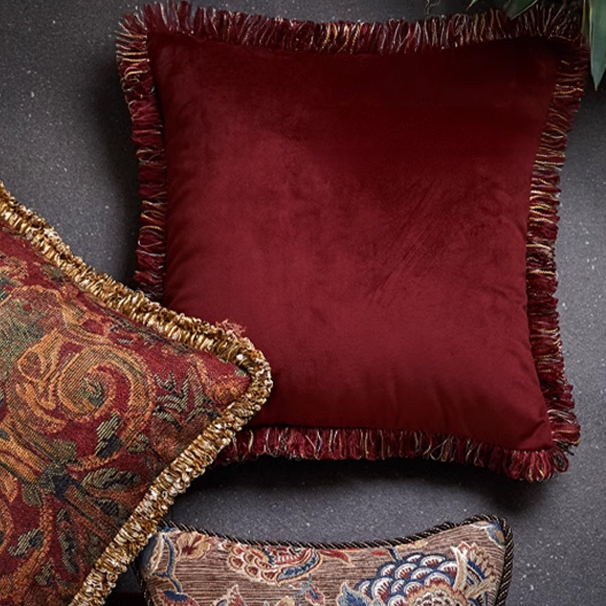 Luxury Velvet Fringe Throw Pillow Cover - Soft Decorative Cushion Case for Sofa, Bed, Living Room & Home Decor