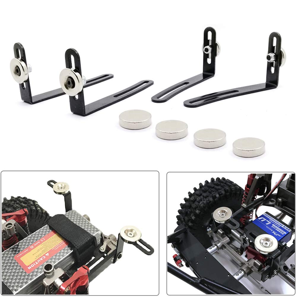 4PCS Metal L-Bracket RC Car Shell Mount with Magnet for 1:10 Scale RC Crawler - SCX10 D90 Redcat Accessories | Durable Off-Road Upgrade for RC Crawler & Rock Racing Enthusiasts