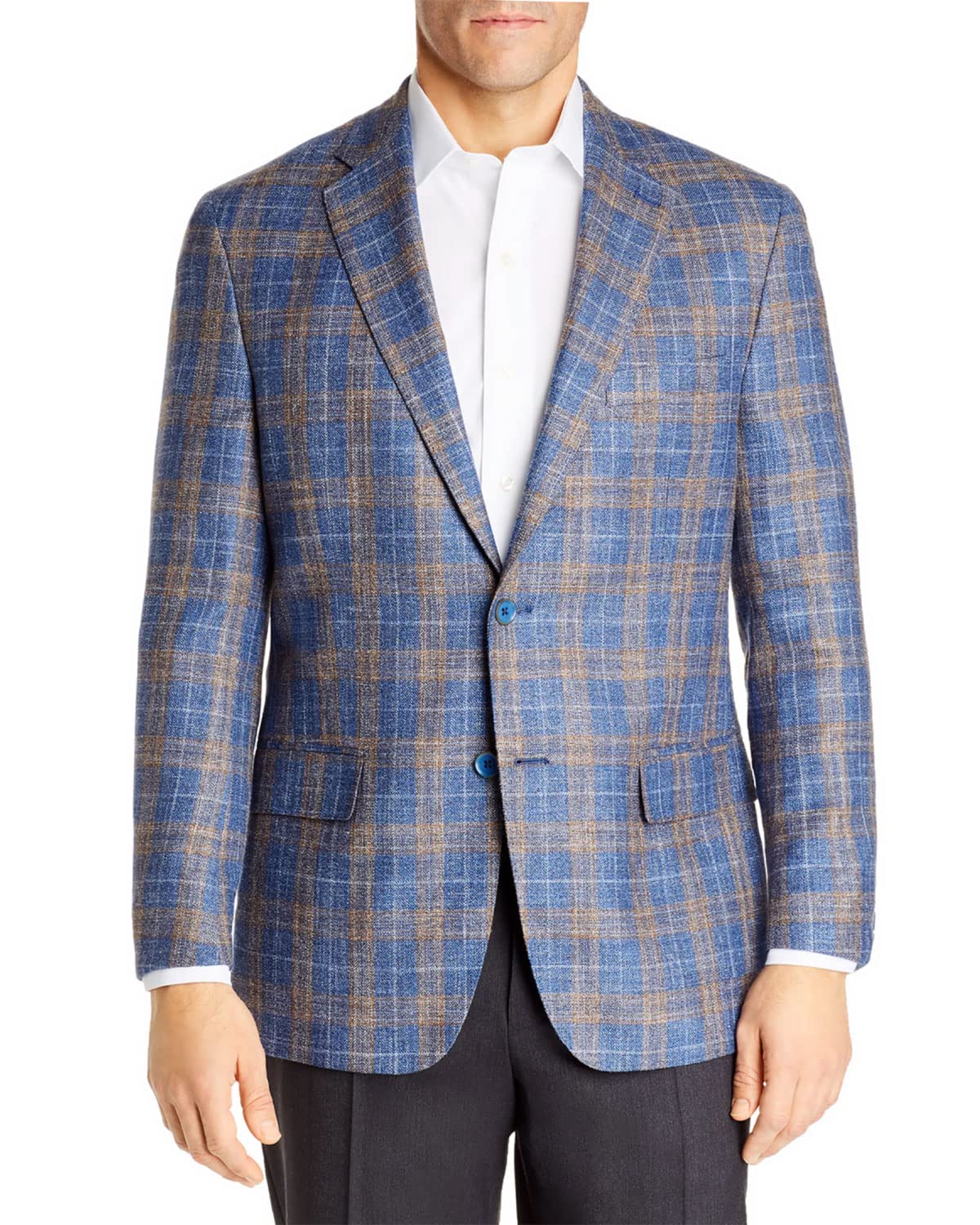 Hart Schaffner Marx Men's New York Plaid Sport Coat - Blue 42S Slim Fit | Business Attire & Formal Occasions