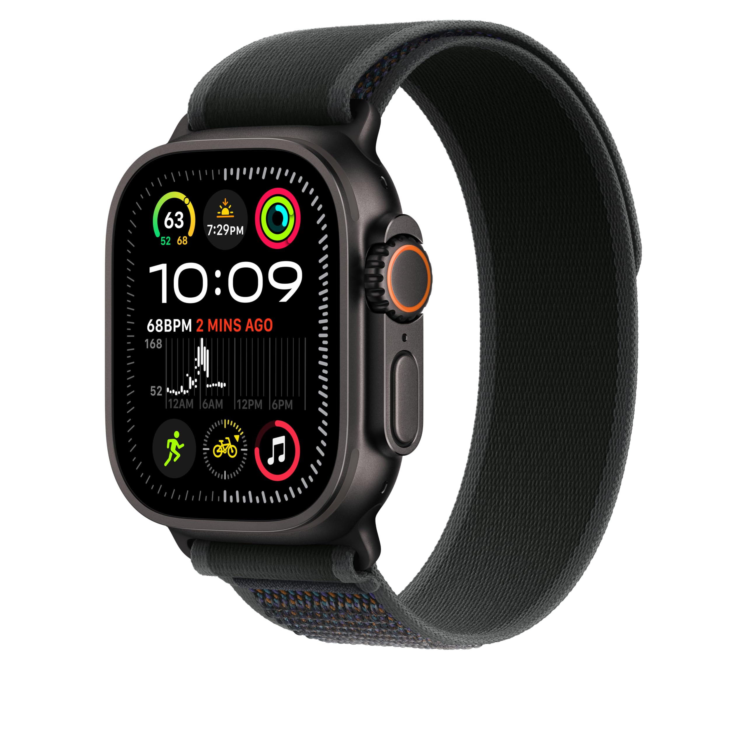 Apple Watch Band - Trail Loop (49mm) - Black with Black Titanium Finish - M/L Size - Comfortable & Durable Sport Strap for Running, Hiking & Outdoor Activities