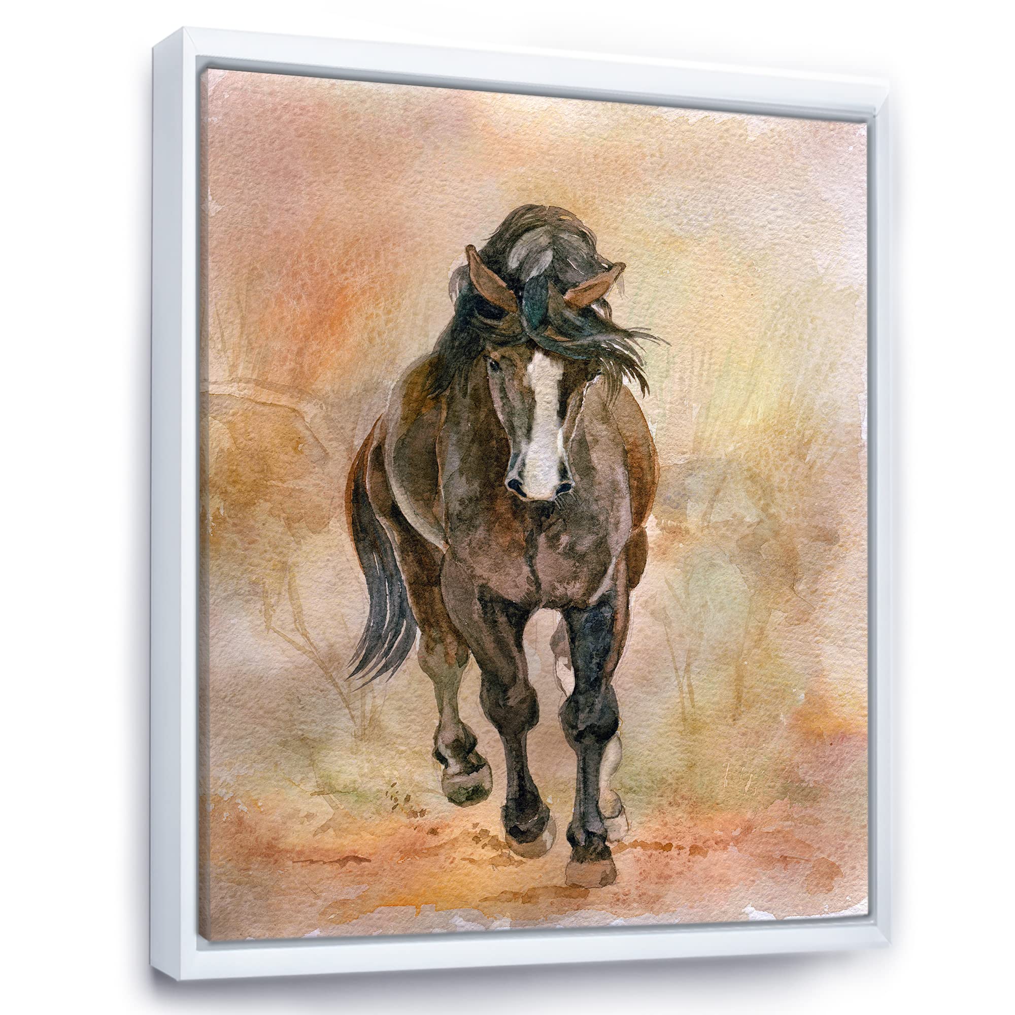 Beautiful Chestnut Horse Portrait II - Farmhouse Framed Canvas Wall Art Print for Living Room, Bedroom & Office Decor