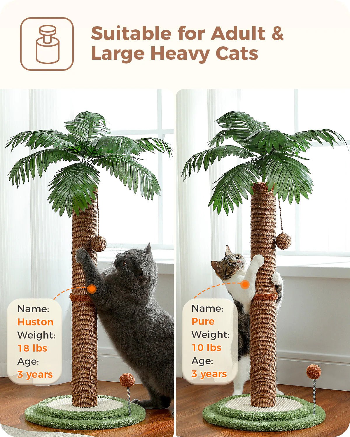 86cm Cat Tree Tower with Scratching Post - Palm Tree Design for Indoor Cats - Perfect for Play, Climbing & Scratching - Durable & Stylish Cat Furniture for Home Decor