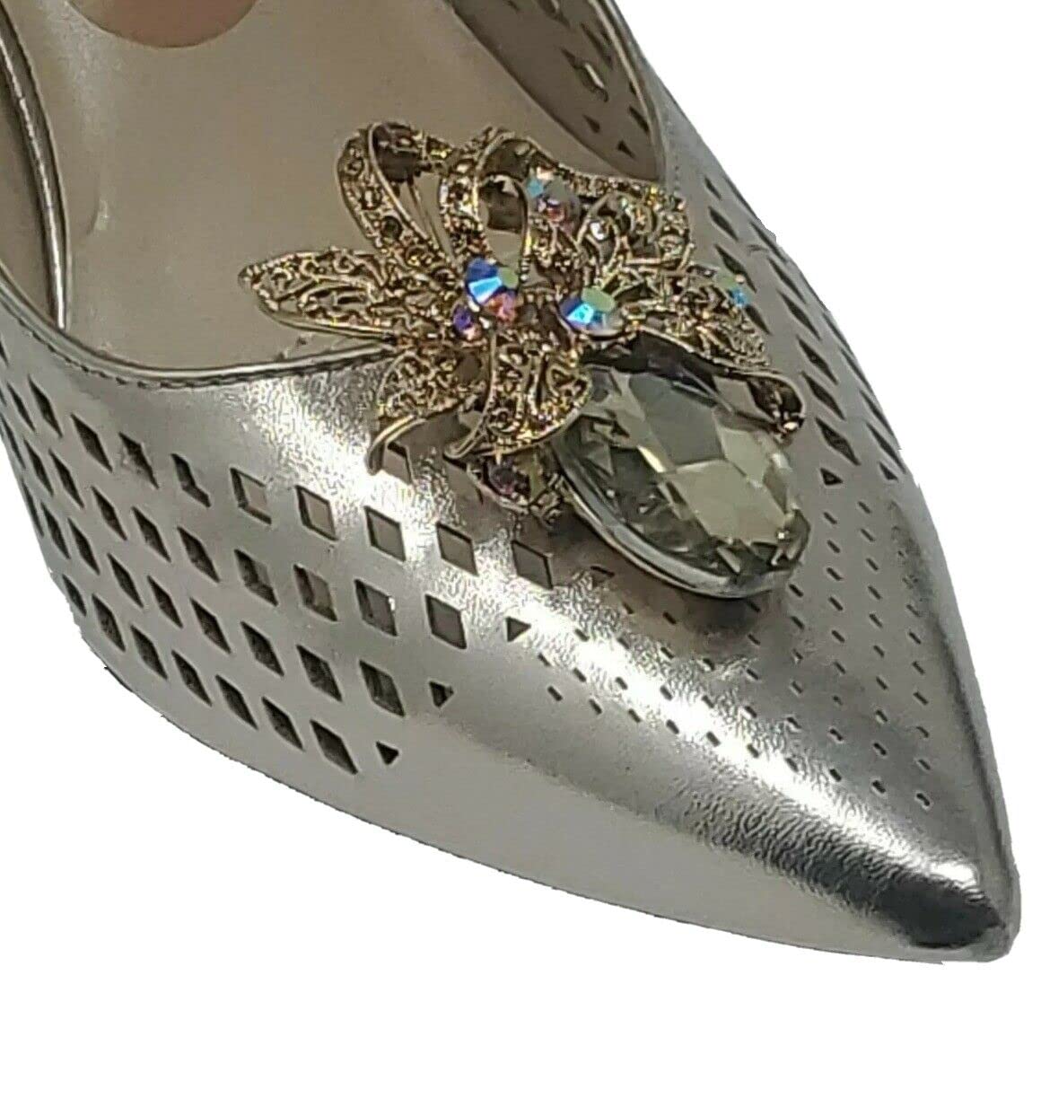 Elegant Gold & Beige Rhinestone Shoe Clips - Premium Shoe Accessories for Heels, Pumps & Sandals - Perfect for Weddings, Parties & Special Occasions