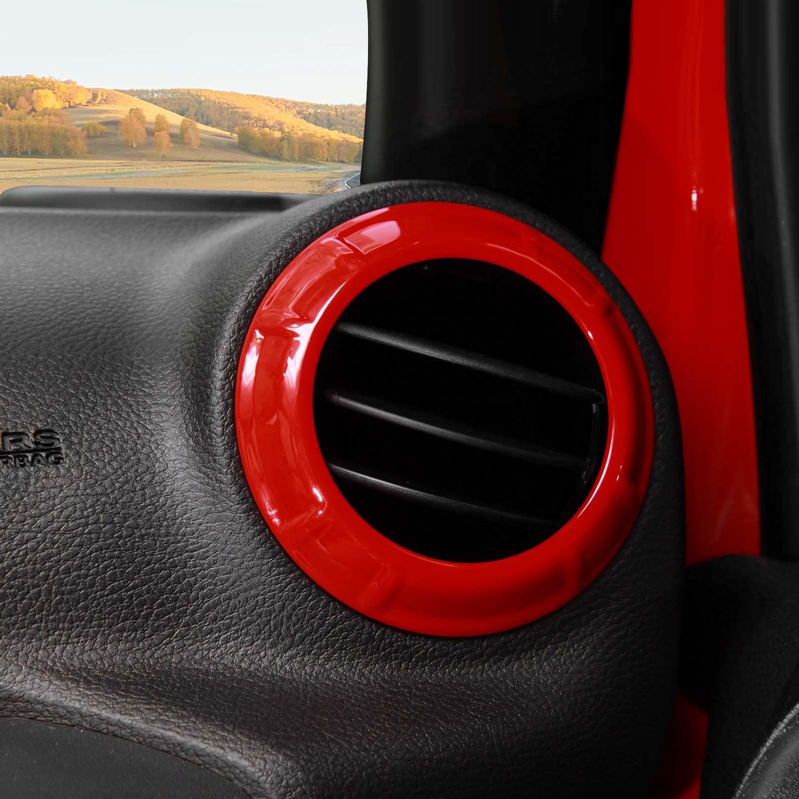 RT-TCZ Red Air Vent Cover Trim Rings for Jeep Wrangler JK & JKU (2011-2017) - 4pcs Interior Accessories - Upgrade Your Ride's Style & Comfort for Off-Road Adventures & Daily Commutes