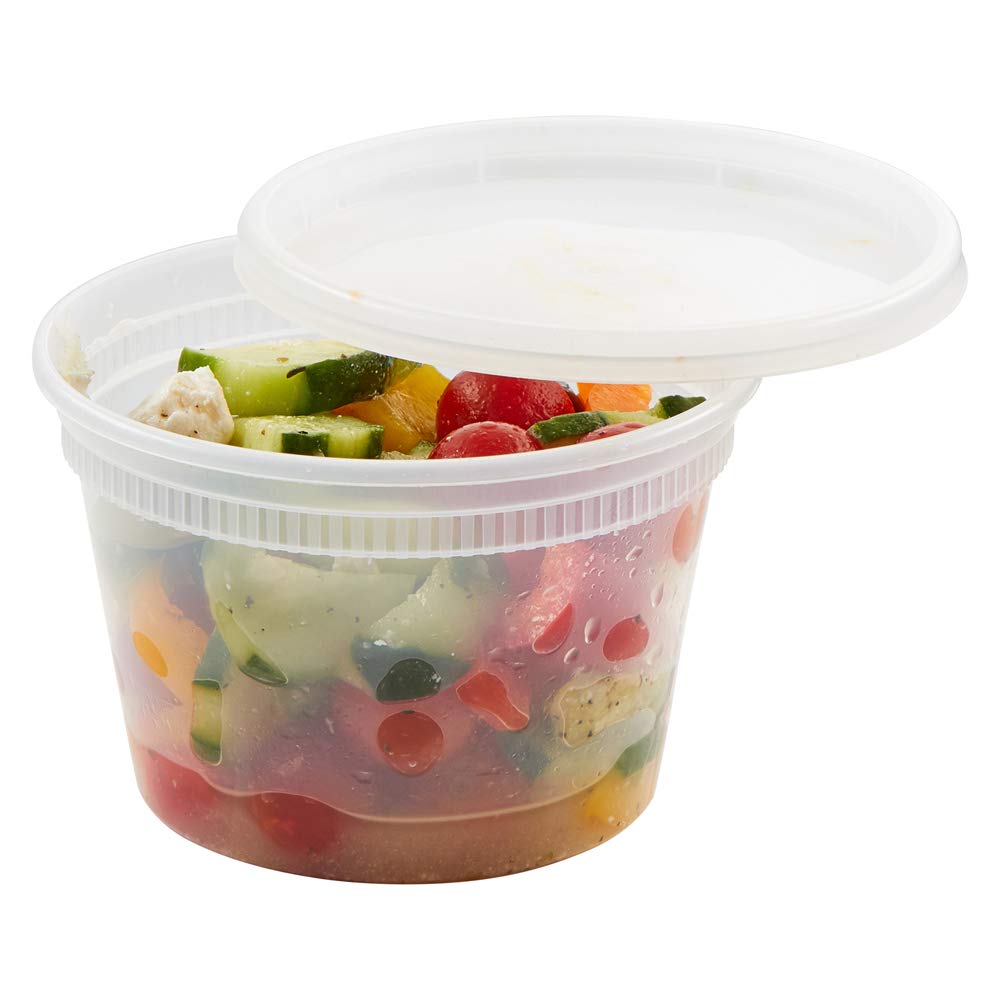 (48 Pack) 16 oz Plastic Soup Containers with Lids - Heavy Duty Deli Food Storage & Take Out Containers, Microwave Safe & Leakproof - Perfect for Meal Prep, Restaurant Leftovers & Catering