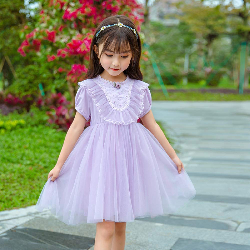 Quenny Summer Girls' Korean Style Lolita Dress - Fashion Floral Mesh Princess Dress for Tea Parties, Cosplay & Special Occasions