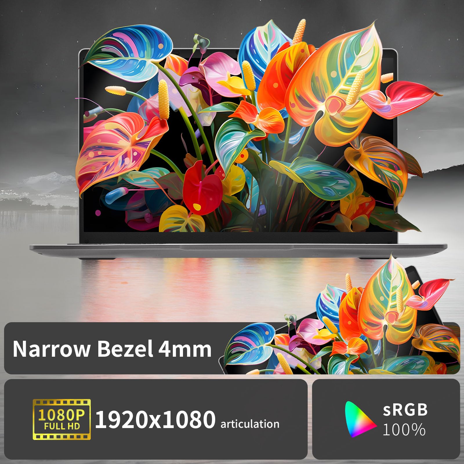 UDKED 14 Inch Lightweight Laptop - Intel N4100, 8GB DDR4 RAM, 960GB SSD, 180° Hinge, 1080P Full HD 100% sRGB Display, Windows 11 Pro with Office 2019 - High Performance Notebook for Students & Professionals | Perfect for Remote Work, Online Classes & Everyday Computing