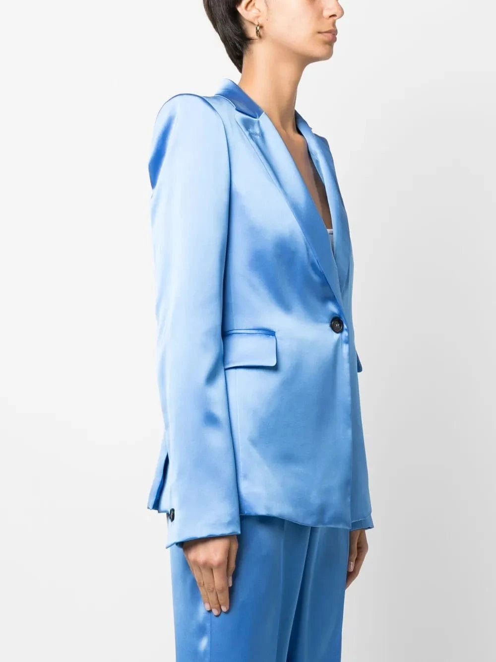 Elegant Purple 2-Piece Women's Suit Set with Peak Lapel & Single Button - Formal Satin Blazer & Pants for Business, Office, Wedding & Special Occasions