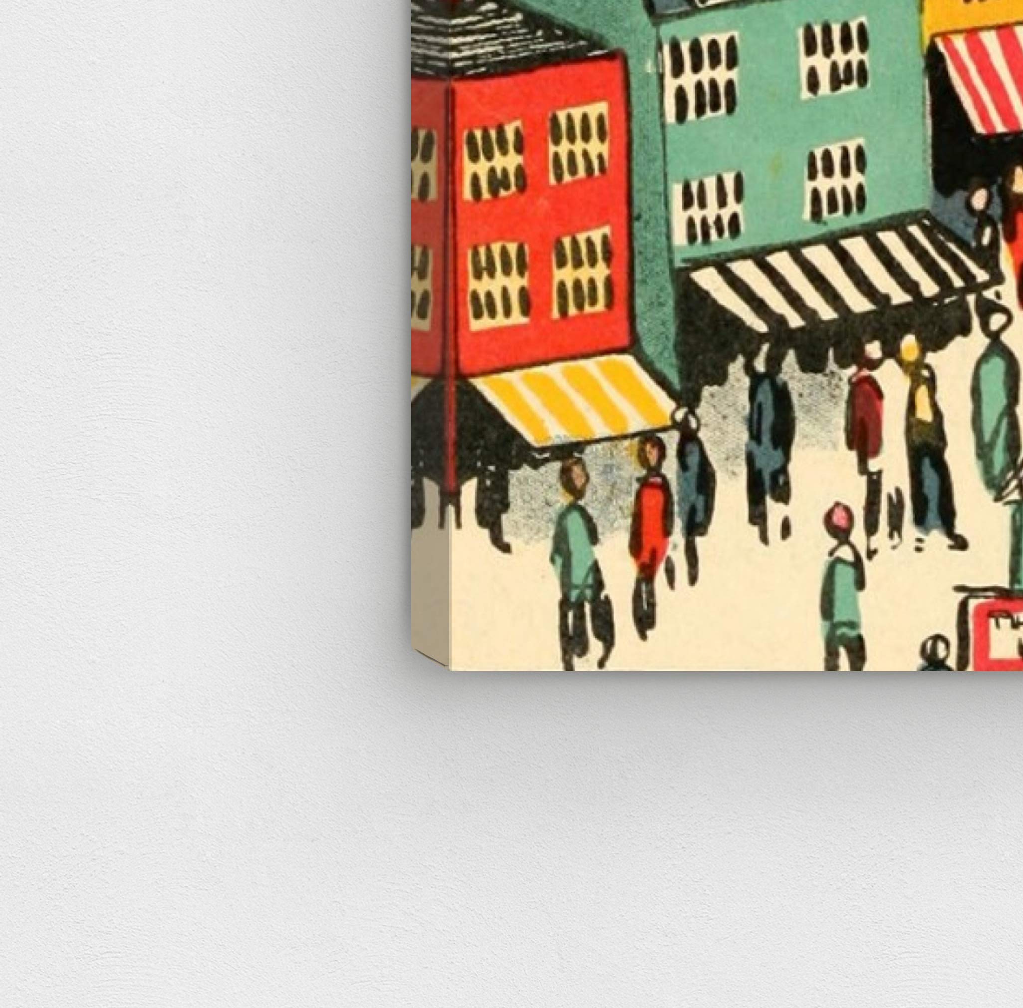 Oliver Gal Artist Co. Little Town Wall Art Canvas Print - 24x24 Inch Kids Room Decor, Yellow & Blue City Skyline Painting for Children's Bedroom, Nursery & Playroom